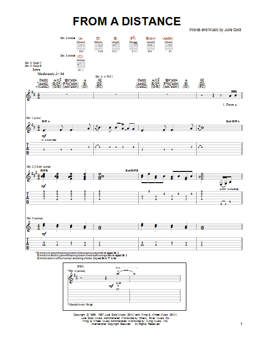 Download The Byrds From A Distance Sheet Music and learn how to play Guitar Tab PDF digital score in minutes