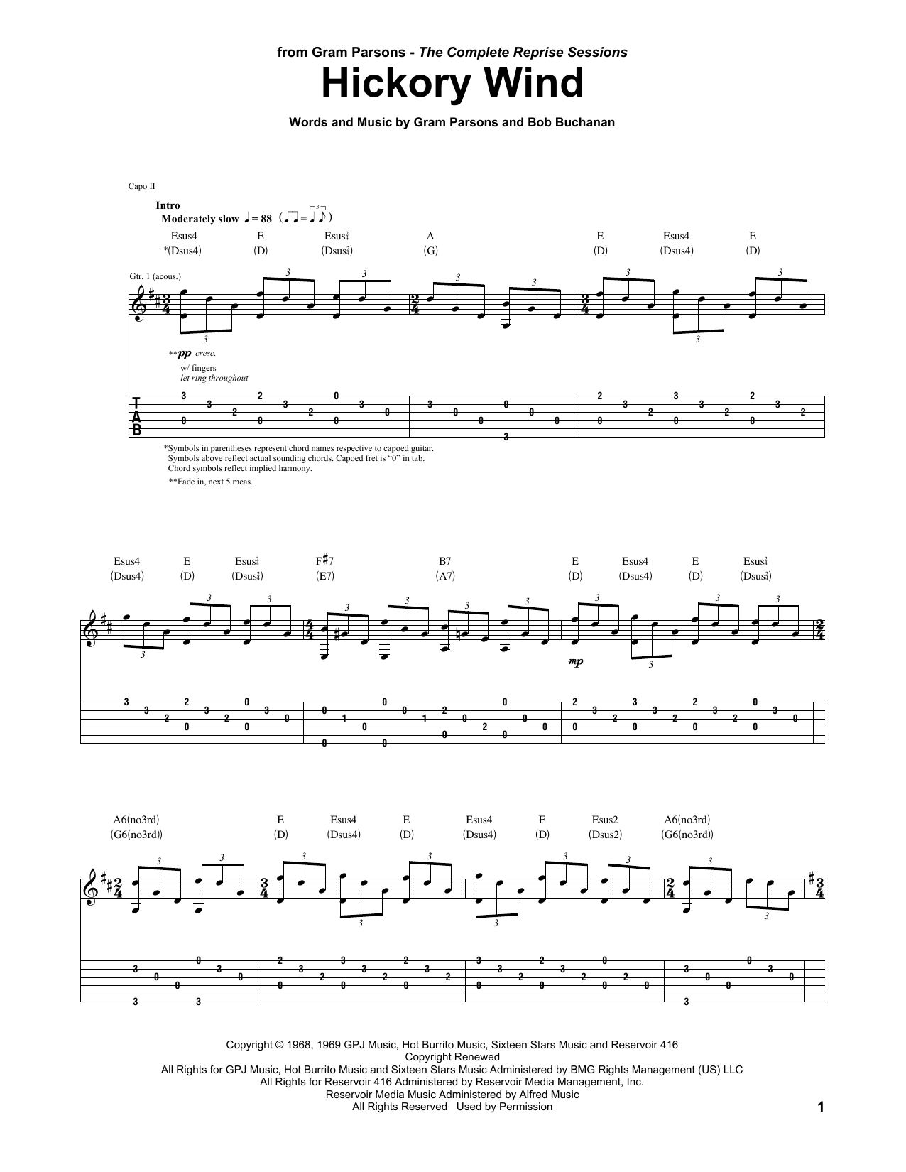 Download The Byrds Hickory Wind Sheet Music and learn how to play Guitar Tab PDF digital score in minutes