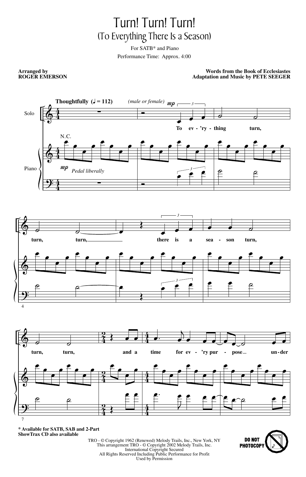 Download The Byrds Turn! Turn! Turn! (To Everything There Is A Season) (arr. Roger Emerson) Sheet Music and learn how to play 2-Part Choir PDF digital score in minutes