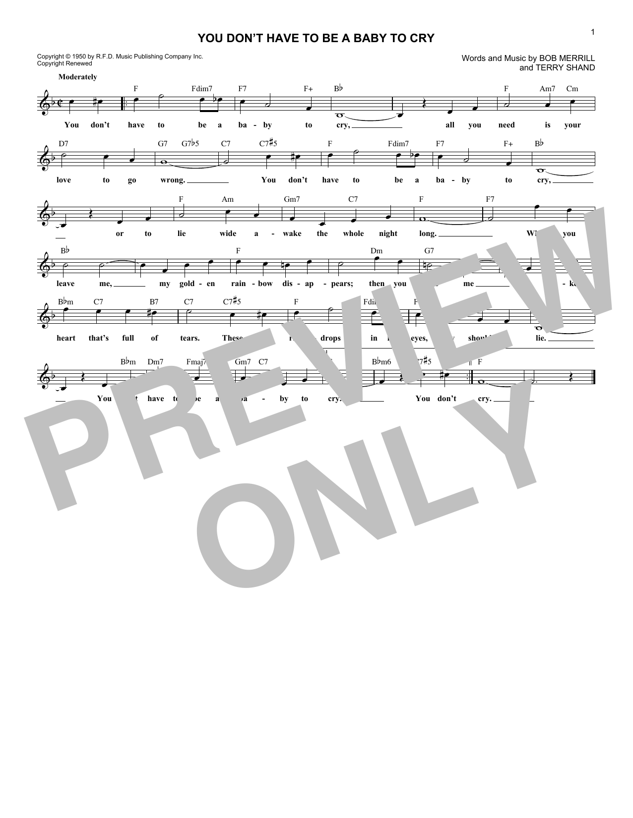 Download The Caravelles You Don't Have To Be A Baby To Cry Sheet Music and learn how to play Melody Line, Lyrics & Chords PDF digital score in minutes