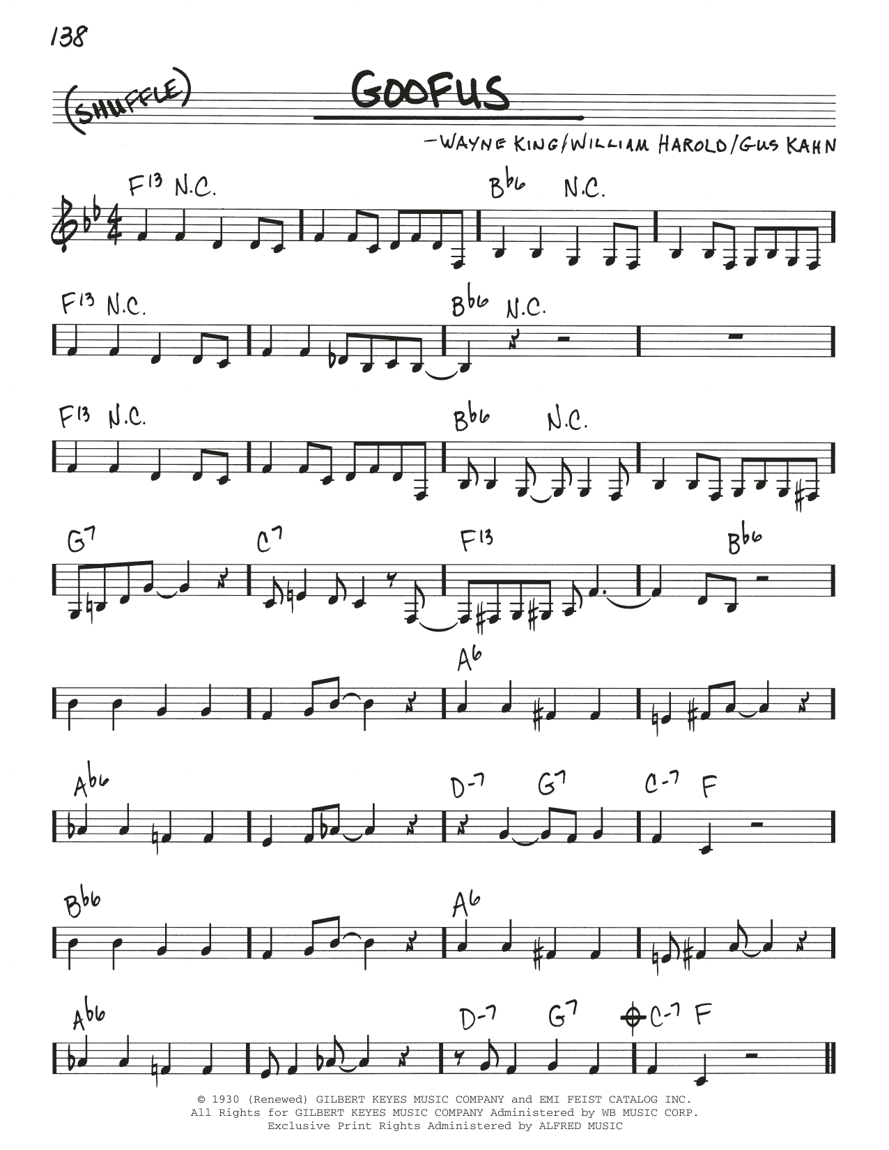 Download The Carpenters Goofus Sheet Music and learn how to play Real Book – Melody & Chords PDF digital score in minutes
