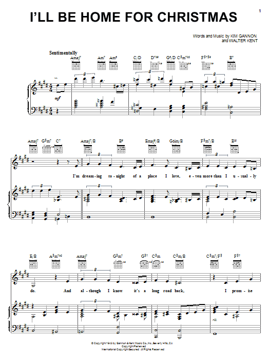 Download Carpenters I'll Be Home For Christmas Sheet Music and learn how to play Piano, Vocal & Guitar (Right-Hand Melody) PDF digital score in minutes