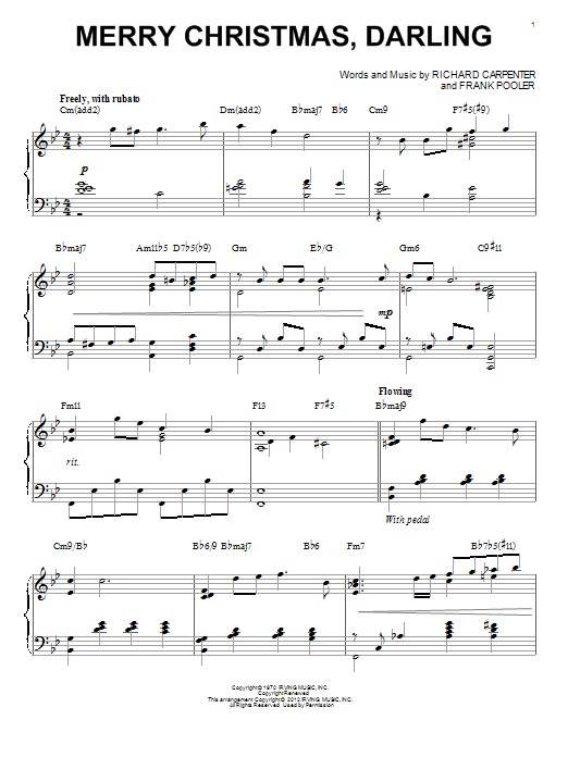 Download Carpenters Merry Christmas, Darling Sheet Music and learn how to play Piano PDF digital score in minutes