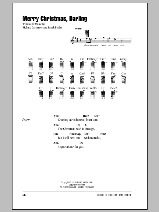 Download The Carpenters Merry Christmas, Darling Sheet Music and learn how to play Voice PDF digital score in minutes