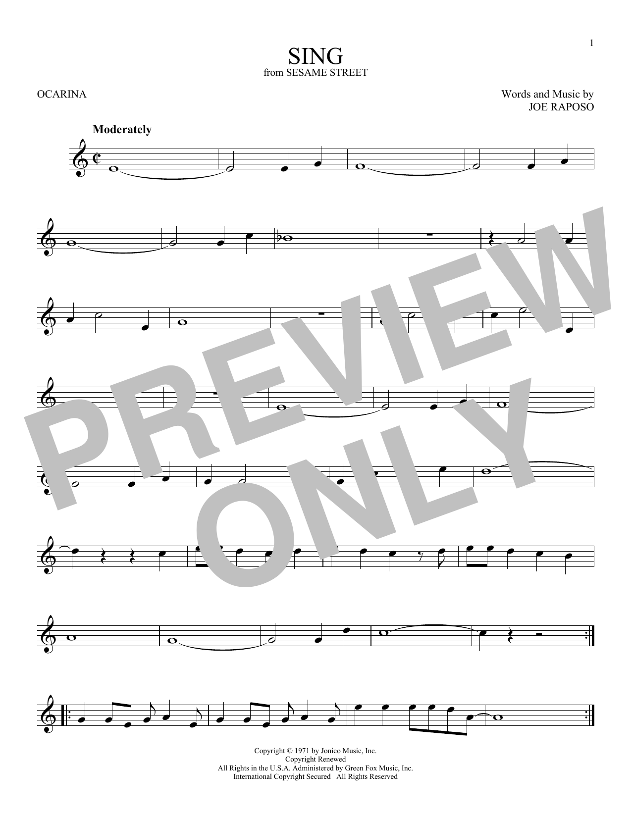 Download The Carpenters Sing (from Sesame Street) Sheet Music and learn how to play Ocarina PDF digital score in minutes