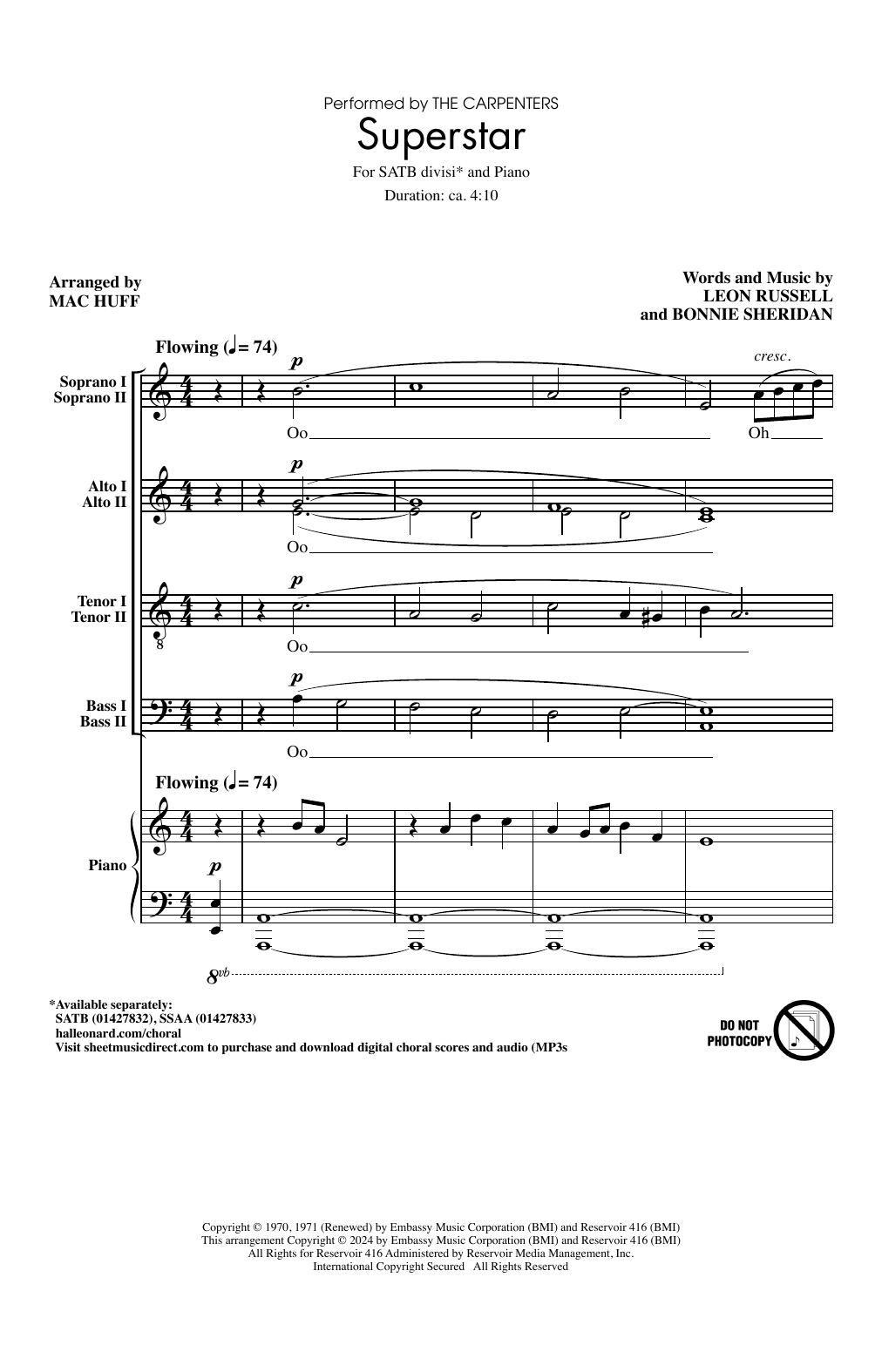 Download The Carpenters Superstar (arr. Mac Huff) Sheet Music and learn how to play Choir PDF digital score in minutes