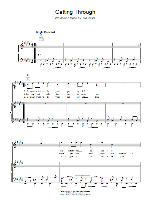 Download The Cars Getting Through Sheet Music and learn how to play Piano, Vocal & Guitar PDF digital score in minutes