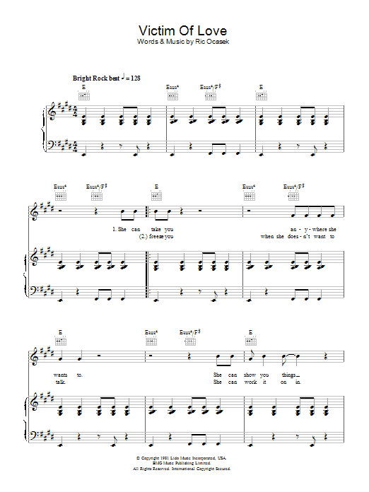 Download The Cars Victim Of Love Sheet Music and learn how to play Piano, Vocal & Guitar PDF digital score in minutes