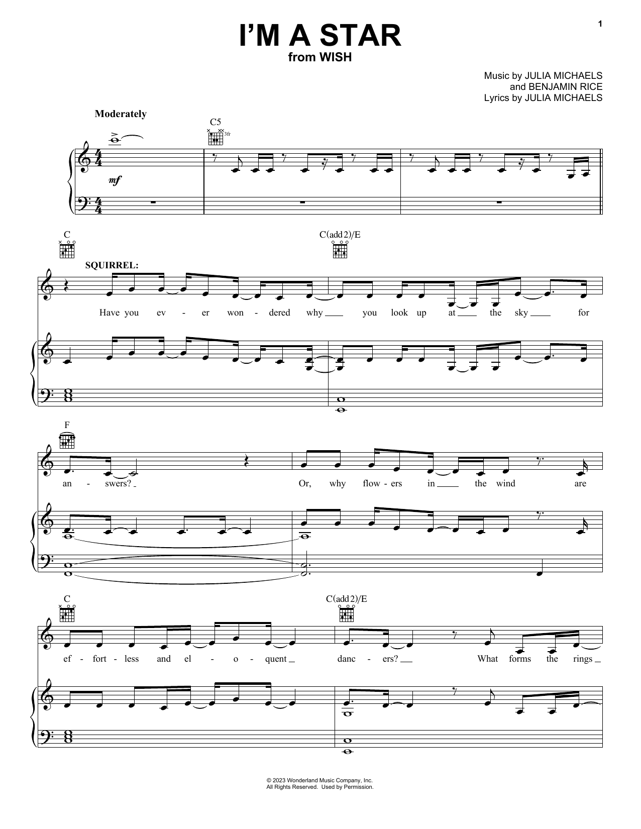 Download The Cast Of Wish I'm A Star (from Wish) Sheet Music and learn how to play Piano, Vocal & Guitar Chords (Right-Hand Melody) PDF digital score in minutes