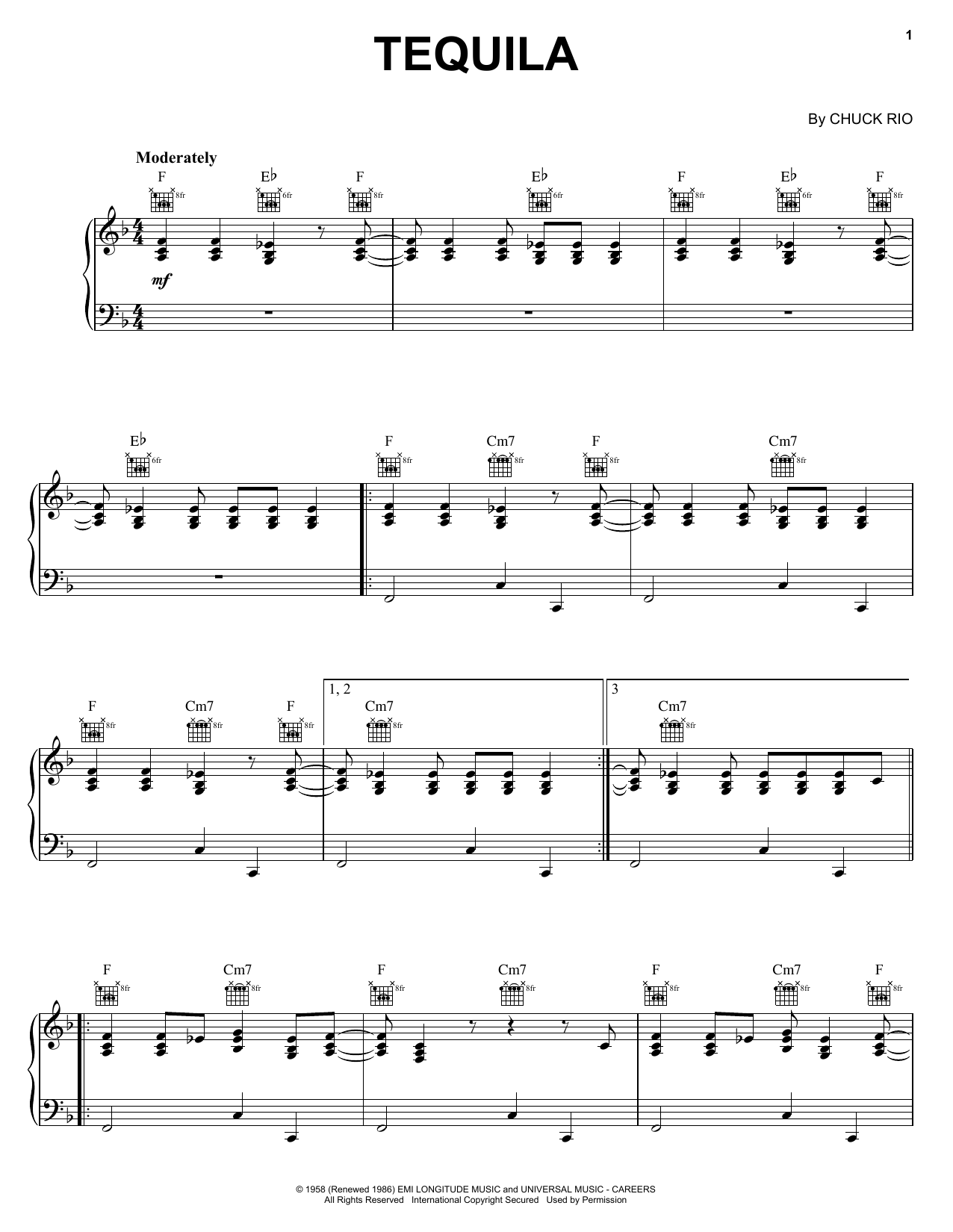 Download The Champs Tequila Sheet Music and learn how to play GTRENS PDF digital score in minutes