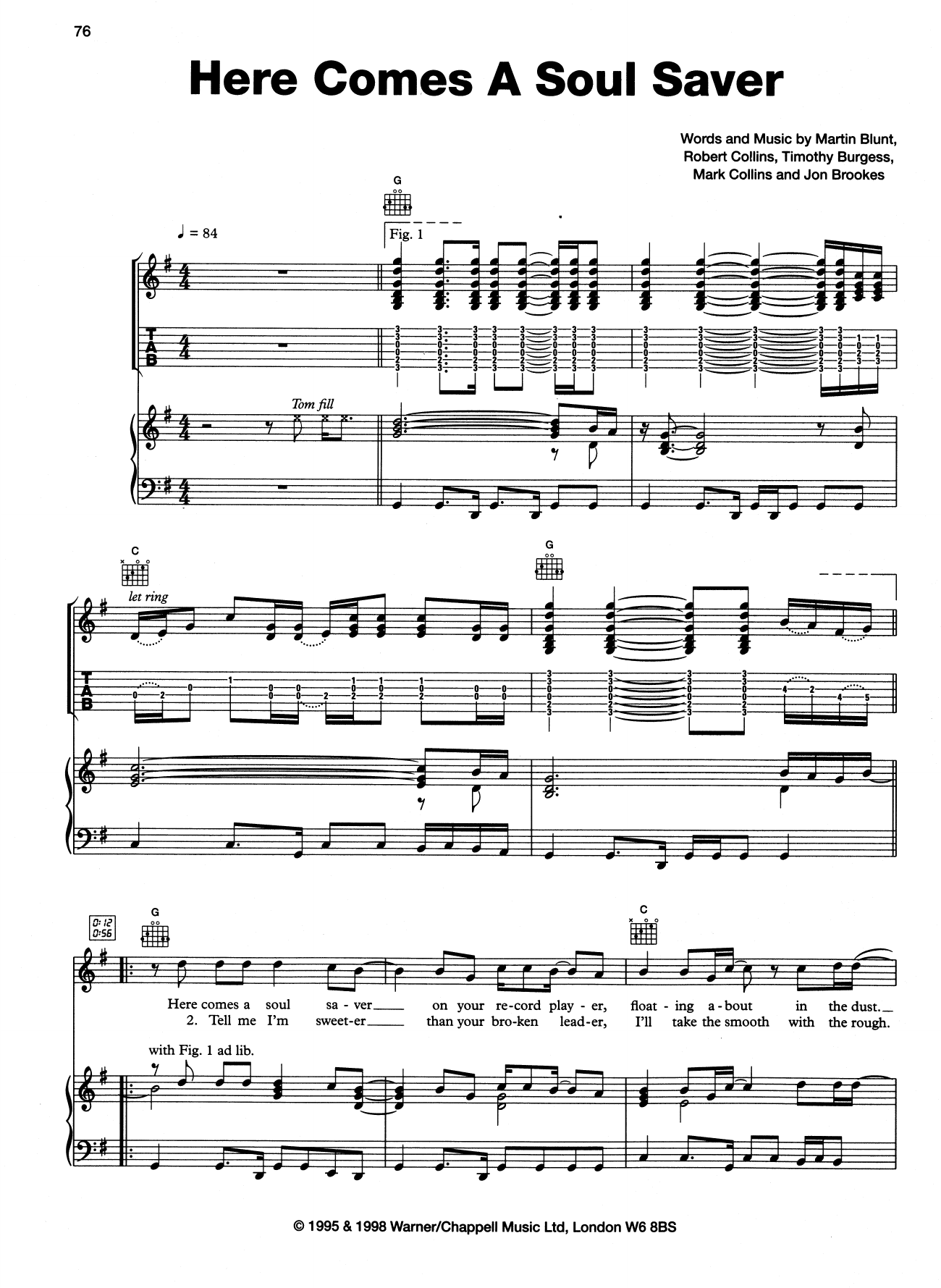 Download The Charlatans Here Comes A Soul Saver Sheet Music and learn how to play Piano, Vocal & Guitar (Right-Hand Melody) PDF digital score in minutes