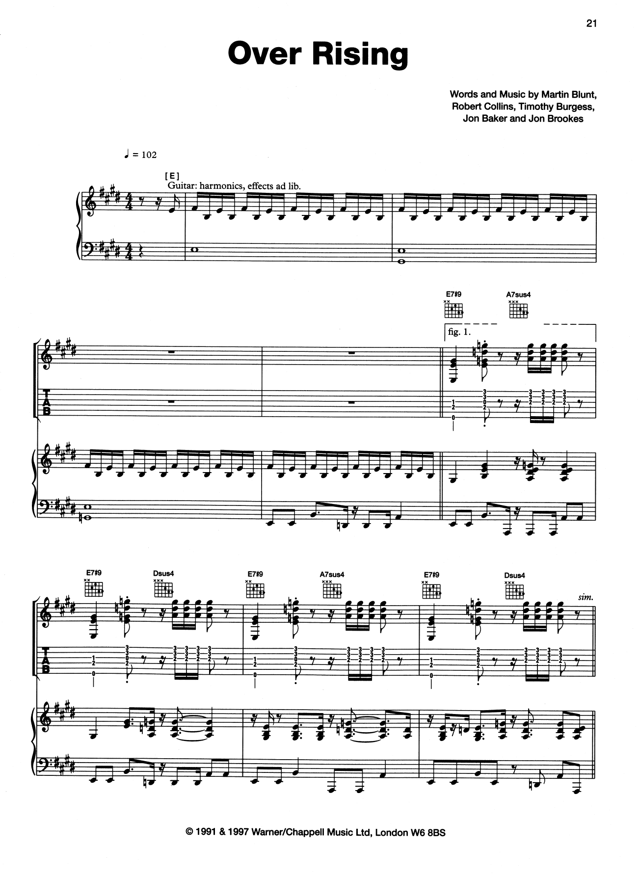 Download The Charlatans Over Rising Sheet Music and learn how to play Piano, Vocal & Guitar (Right-Hand Melody) PDF digital score in minutes