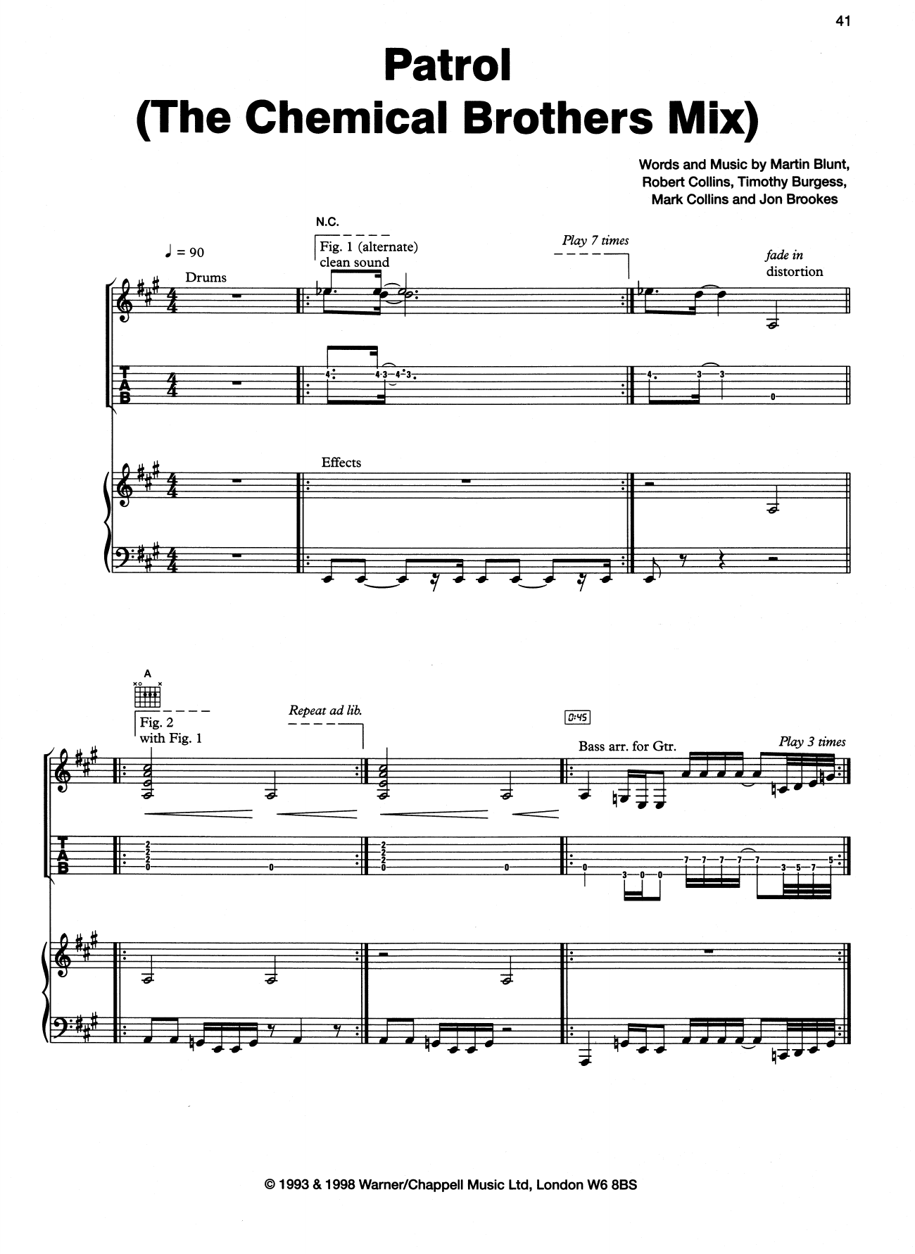 Download The Charlatans Patrol (The Dust Brothers Mix) Sheet Music and learn how to play Piano, Vocal & Guitar (Right-Hand Melody) PDF digital score in minutes