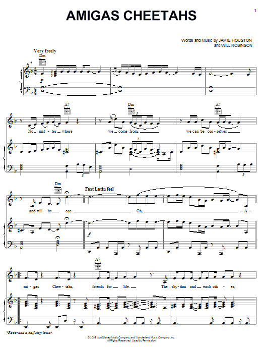 Download The Cheetah Girls Amiga's Cheetahs Sheet Music and learn how to play Piano, Vocal & Guitar (Right-Hand Melody) PDF digital score in minutes