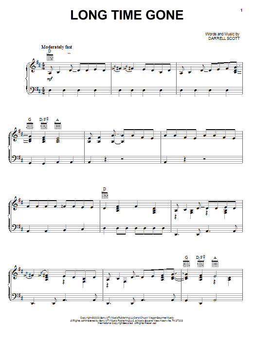 Download Dixie Chicks Long Time Gone Sheet Music and learn how to play Piano, Vocal & Guitar (Right-Hand Melody) PDF digital score in minutes