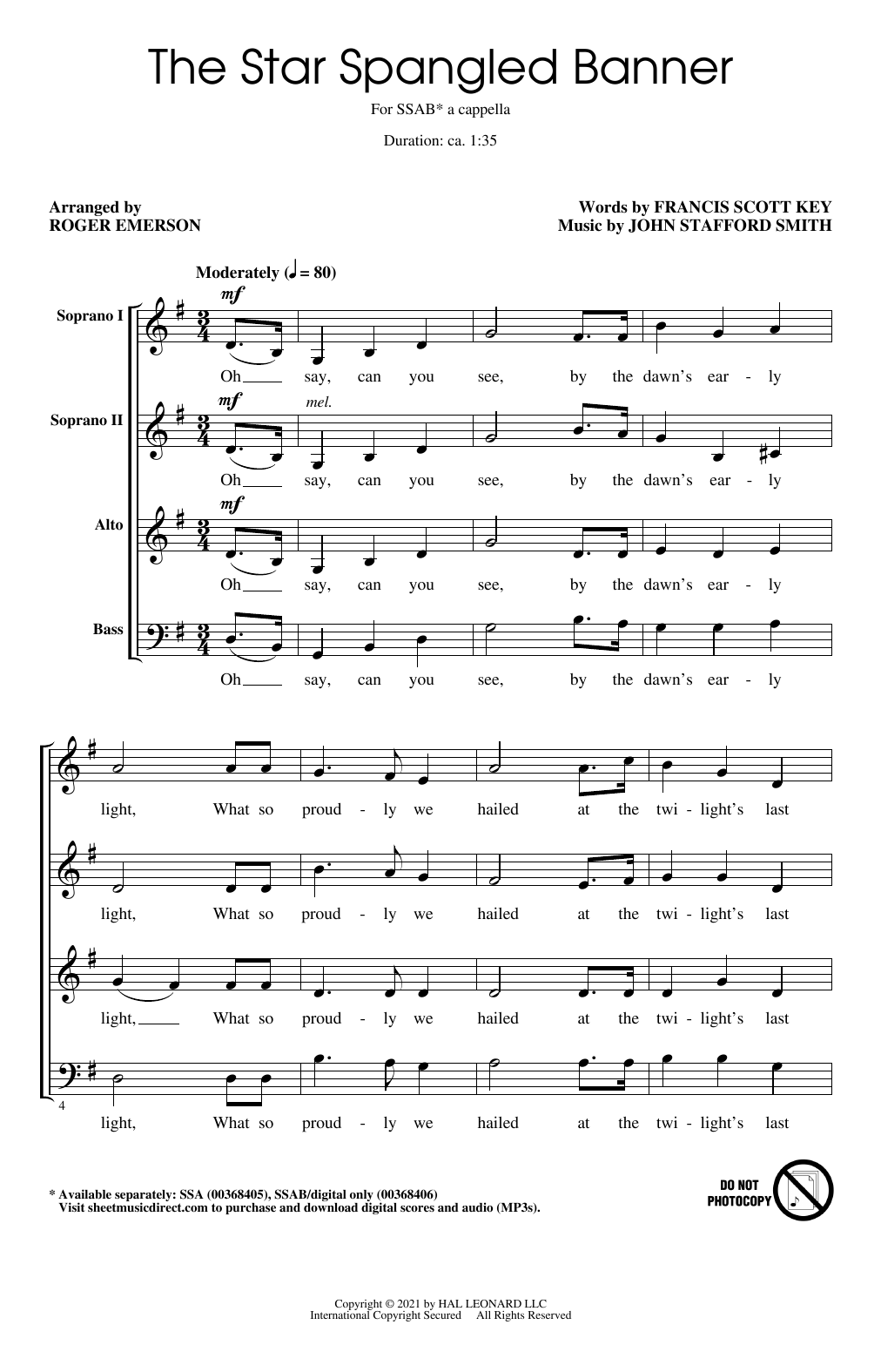 Download The Chicks Star Spangled Banner (arr. Roger Emerson) Sheet Music and learn how to play SSA Choir PDF digital score in minutes
