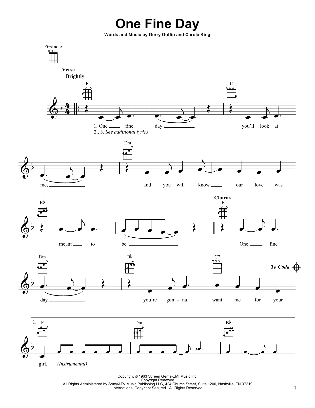 Download The Chiffons One Fine Day Sheet Music and learn how to play Educational Piano PDF digital score in minutes