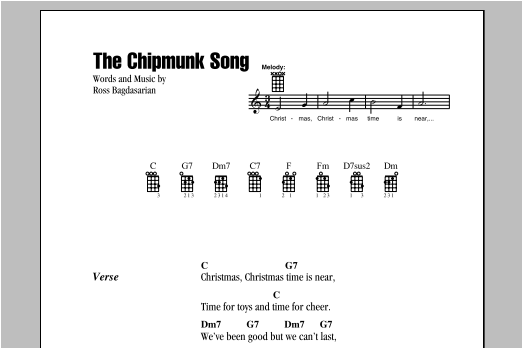 Download The Chipmunks The Chipmunk Song Sheet Music and learn how to play Lyrics & Chords PDF digital score in minutes