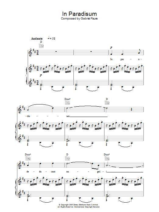 Download The Choirboys In Paradisum (from Requiem) Sheet Music and learn how to play Piano, Vocal & Guitar PDF digital score in minutes