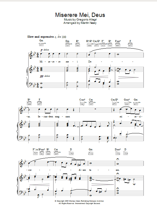 Download The Choirboys Miserere Sheet Music and learn how to play Piano, Vocal & Guitar PDF digital score in minutes