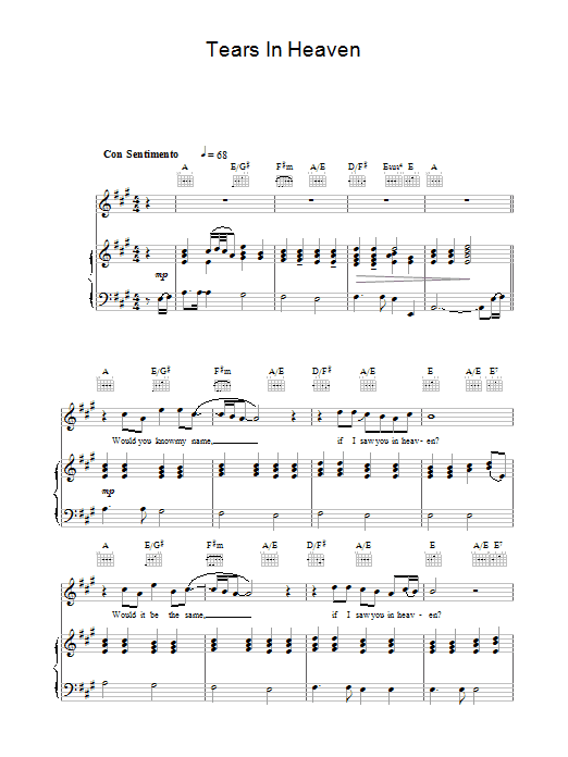 Download The Choirboys Tears In Heaven Sheet Music and learn how to play Piano, Vocal & Guitar (Right-Hand Melody) PDF digital score in minutes