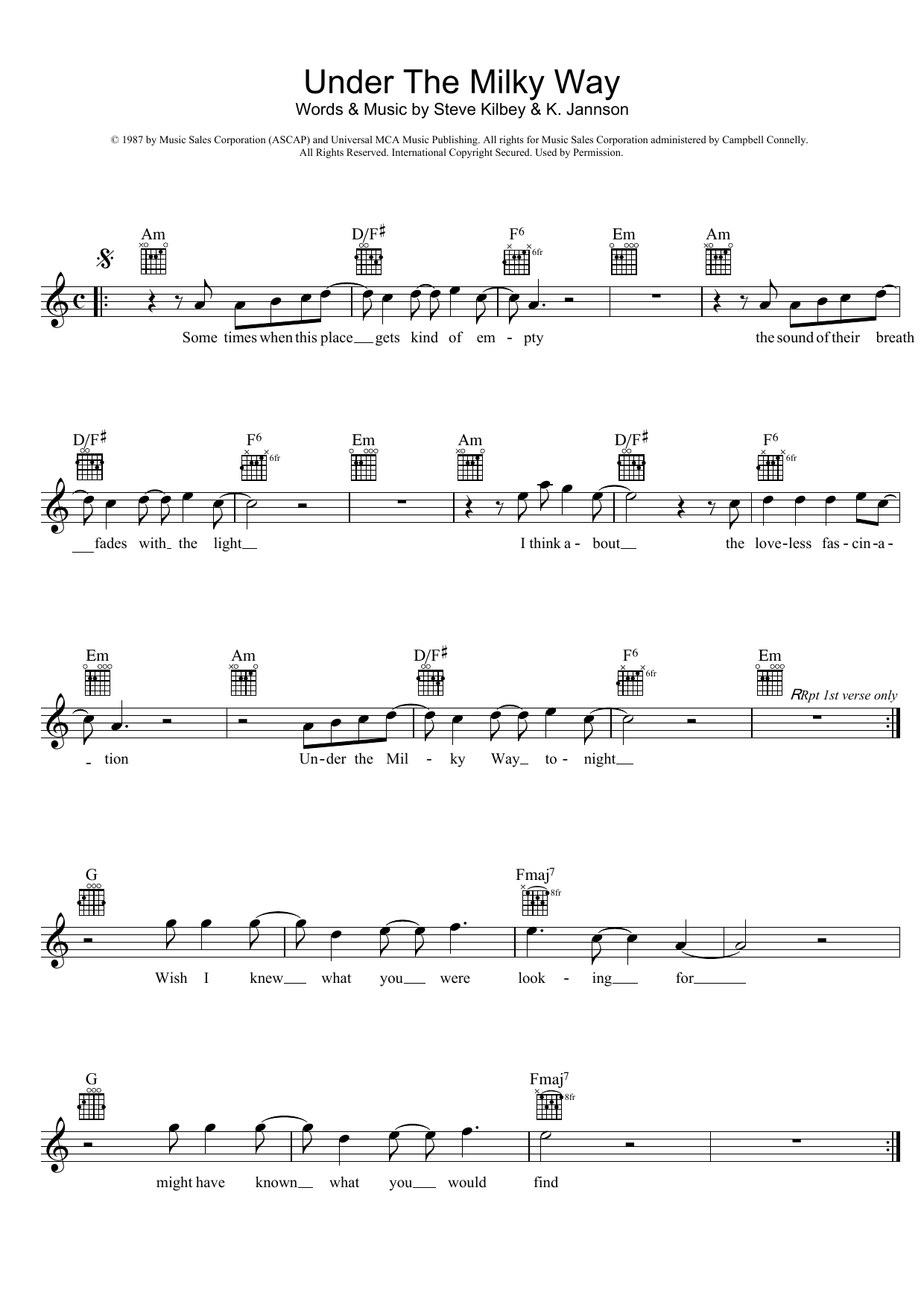 Download The Church Under The Milky Way Sheet Music and learn how to play Ukulele PDF digital score in minutes