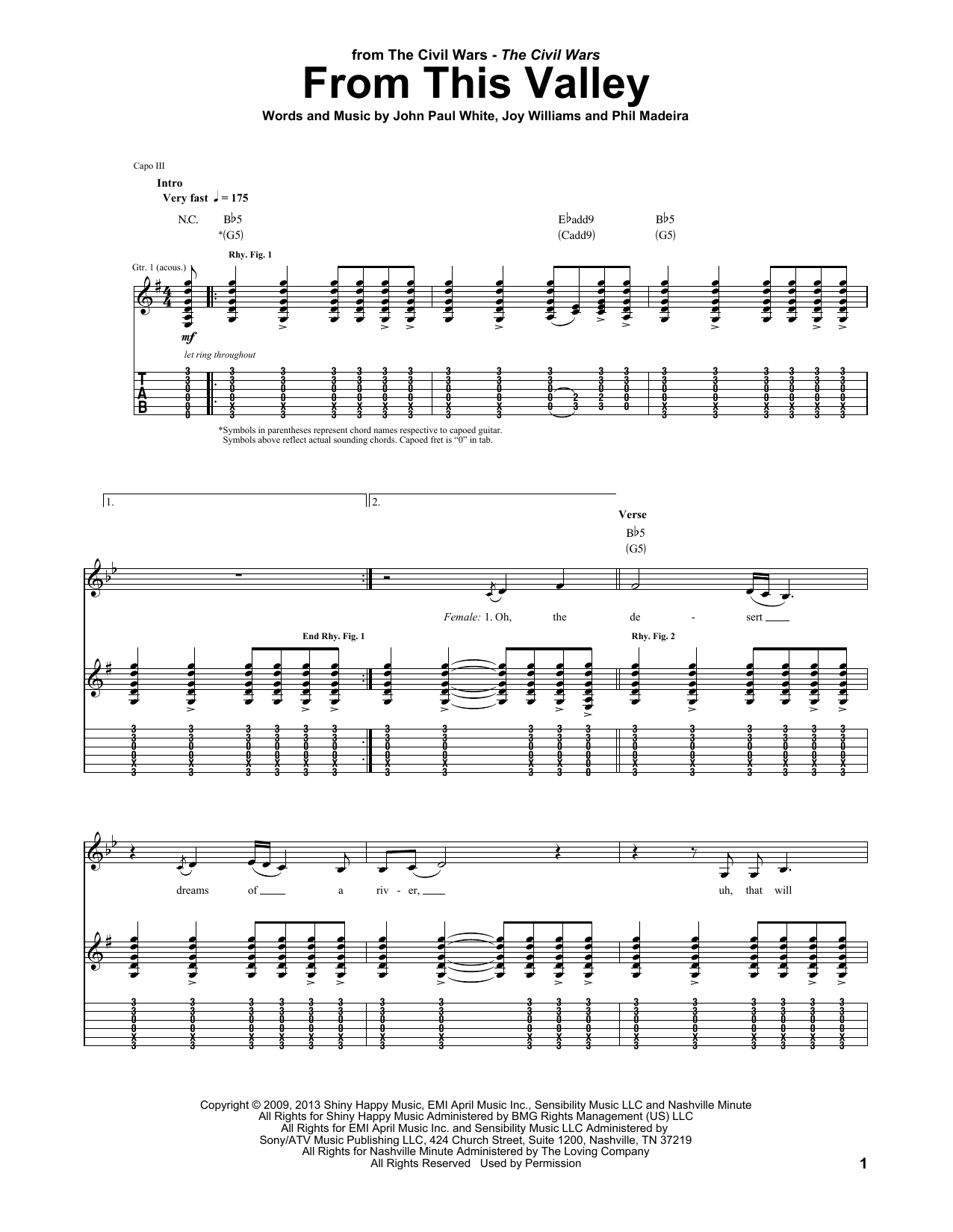 Download The Civil Wars From This Valley Sheet Music and learn how to play Guitar Tab PDF digital score in minutes