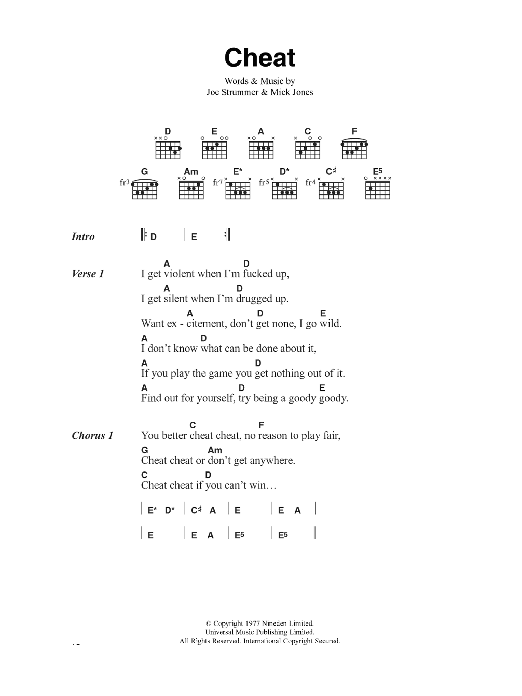 Download The Clash Cheat Sheet Music and learn how to play Lyrics & Chords PDF digital score in minutes