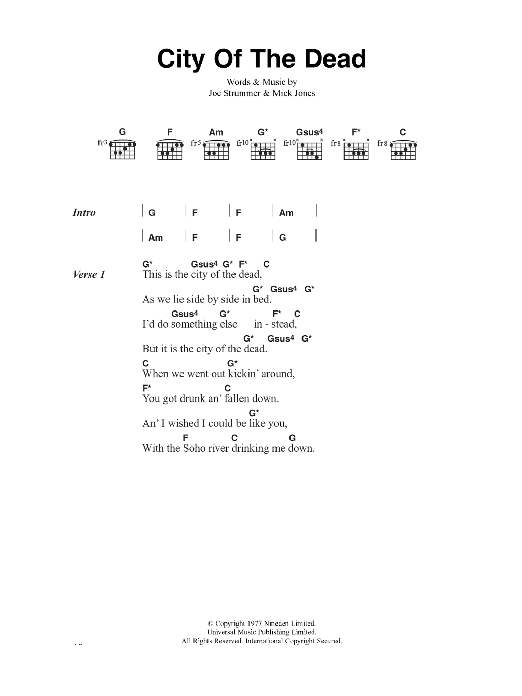 Download The Clash City Of The Dead Sheet Music and learn how to play Lyrics & Chords PDF digital score in minutes
