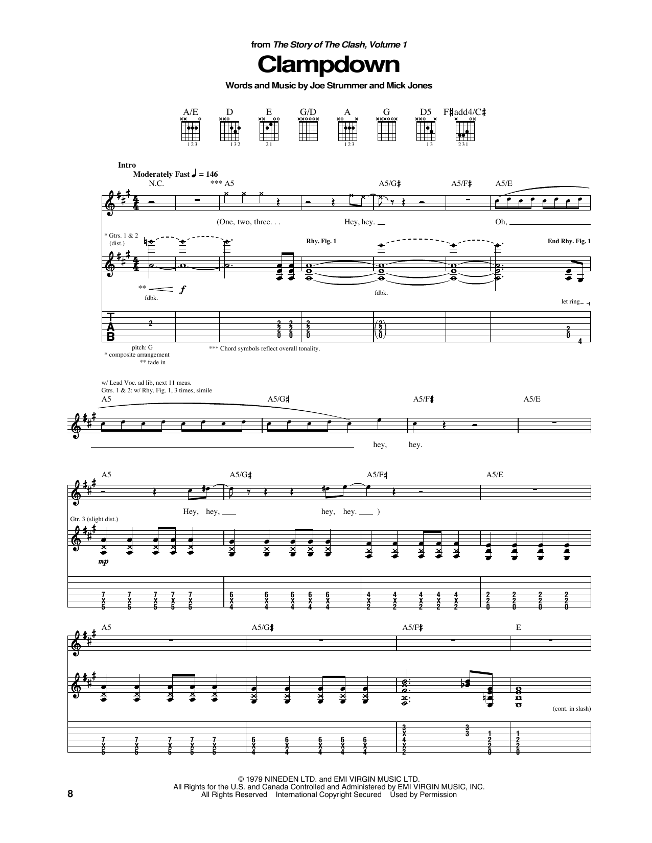 Download The Clash Clampdown Sheet Music and learn how to play Lyrics & Chords PDF digital score in minutes
