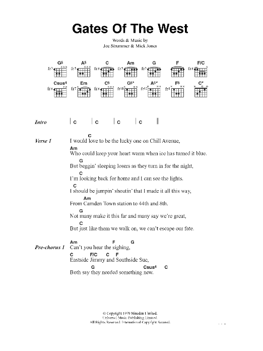 Download The Clash Gates Of The West Sheet Music and learn how to play Lyrics & Chords PDF digital score in minutes