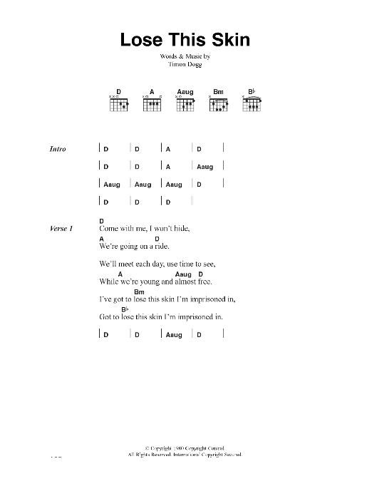 Download The Clash Lose This Skin Sheet Music and learn how to play Lyrics & Chords PDF digital score in minutes