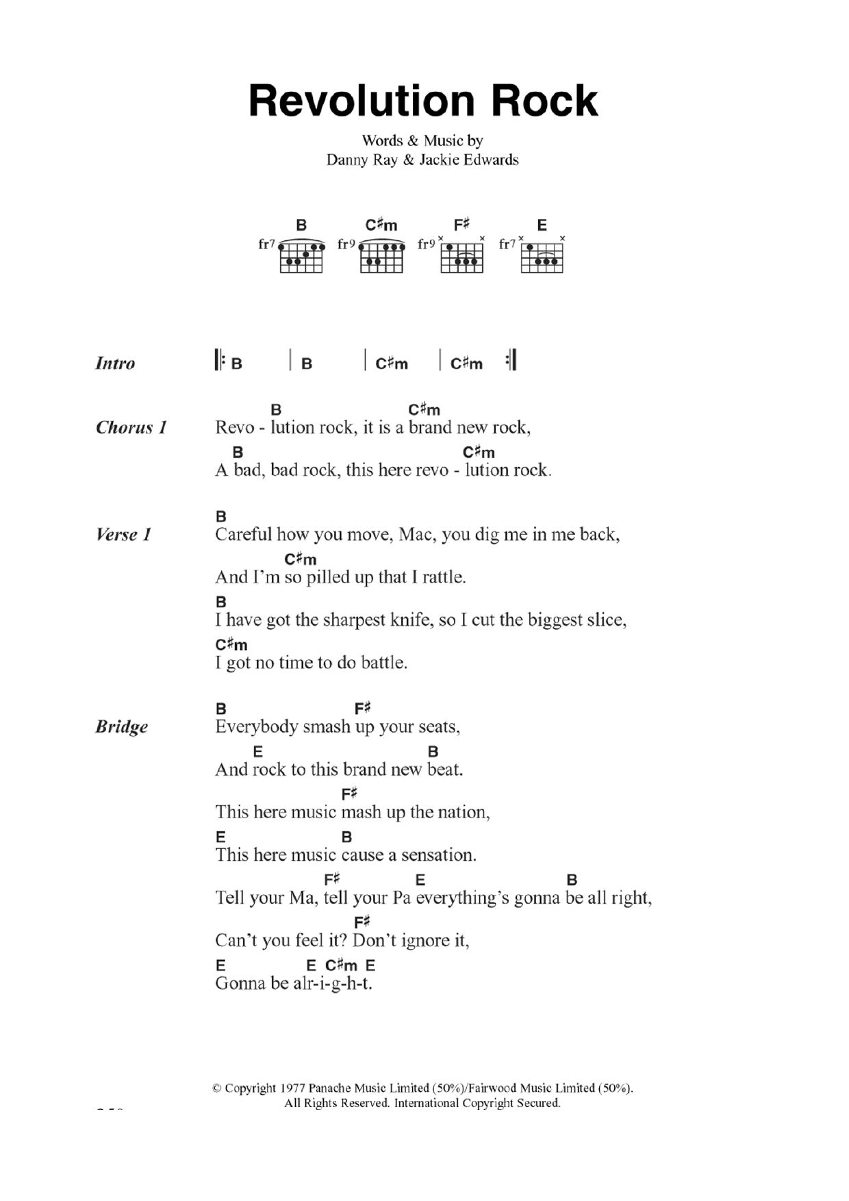 Download The Clash Revolution Rock Sheet Music and learn how to play Lyrics & Chords PDF digital score in minutes