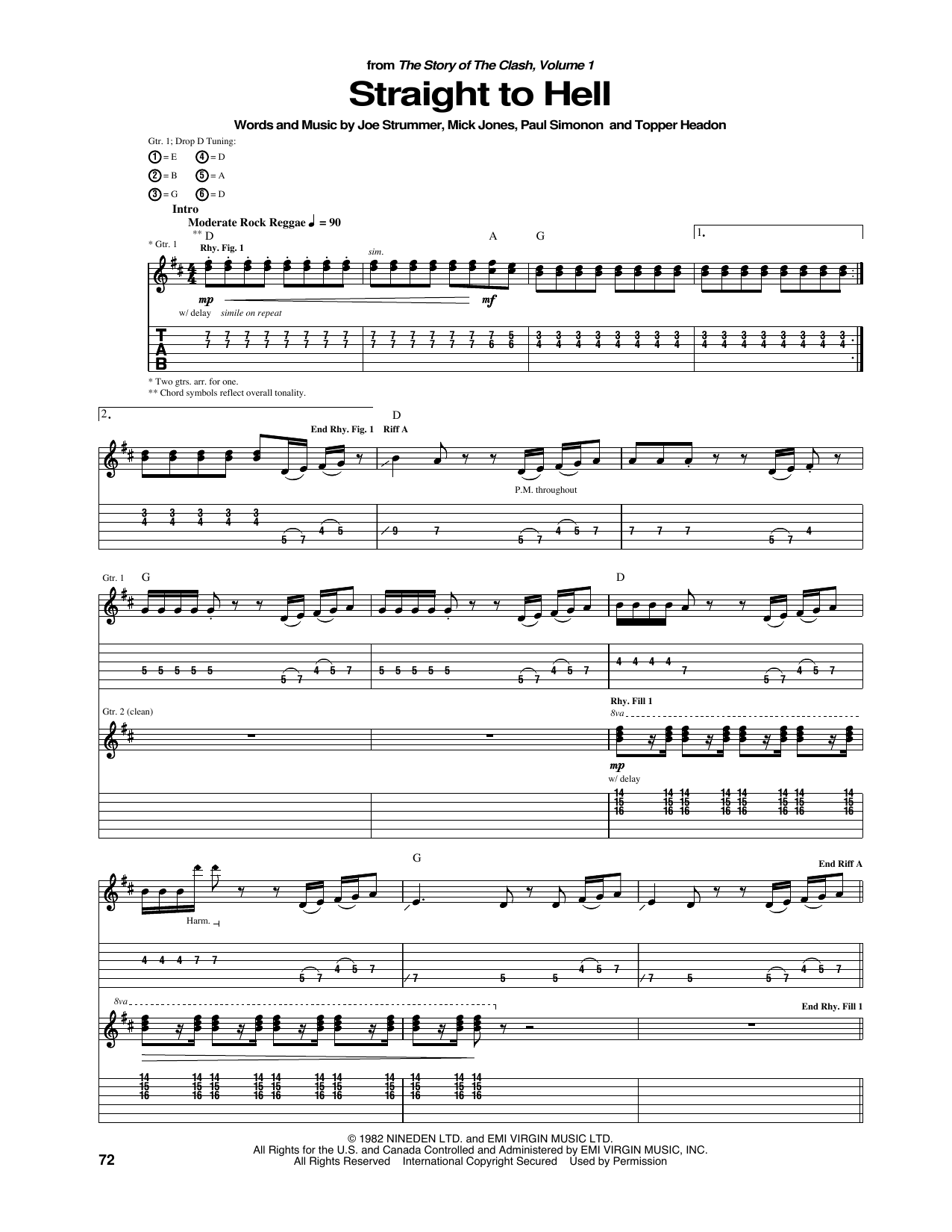 Download The Clash Straight To Hell Sheet Music and learn how to play Guitar Tab PDF digital score in minutes