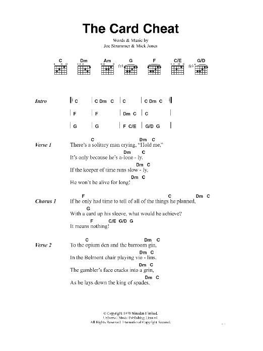 Download The Clash The Card Cheat Sheet Music and learn how to play Lyrics & Chords PDF digital score in minutes