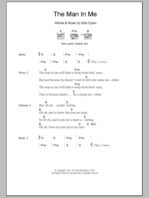 Download The Clash The Man In Me Sheet Music and learn how to play Lyrics & Chords PDF digital score in minutes