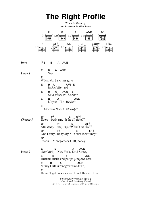 Download The Clash The Right Profile Sheet Music and learn how to play Lyrics & Chords PDF digital score in minutes