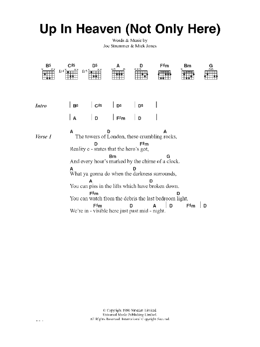 Download The Clash Up In Heaven (Not Only Here) Sheet Music and learn how to play Lyrics & Chords PDF digital score in minutes