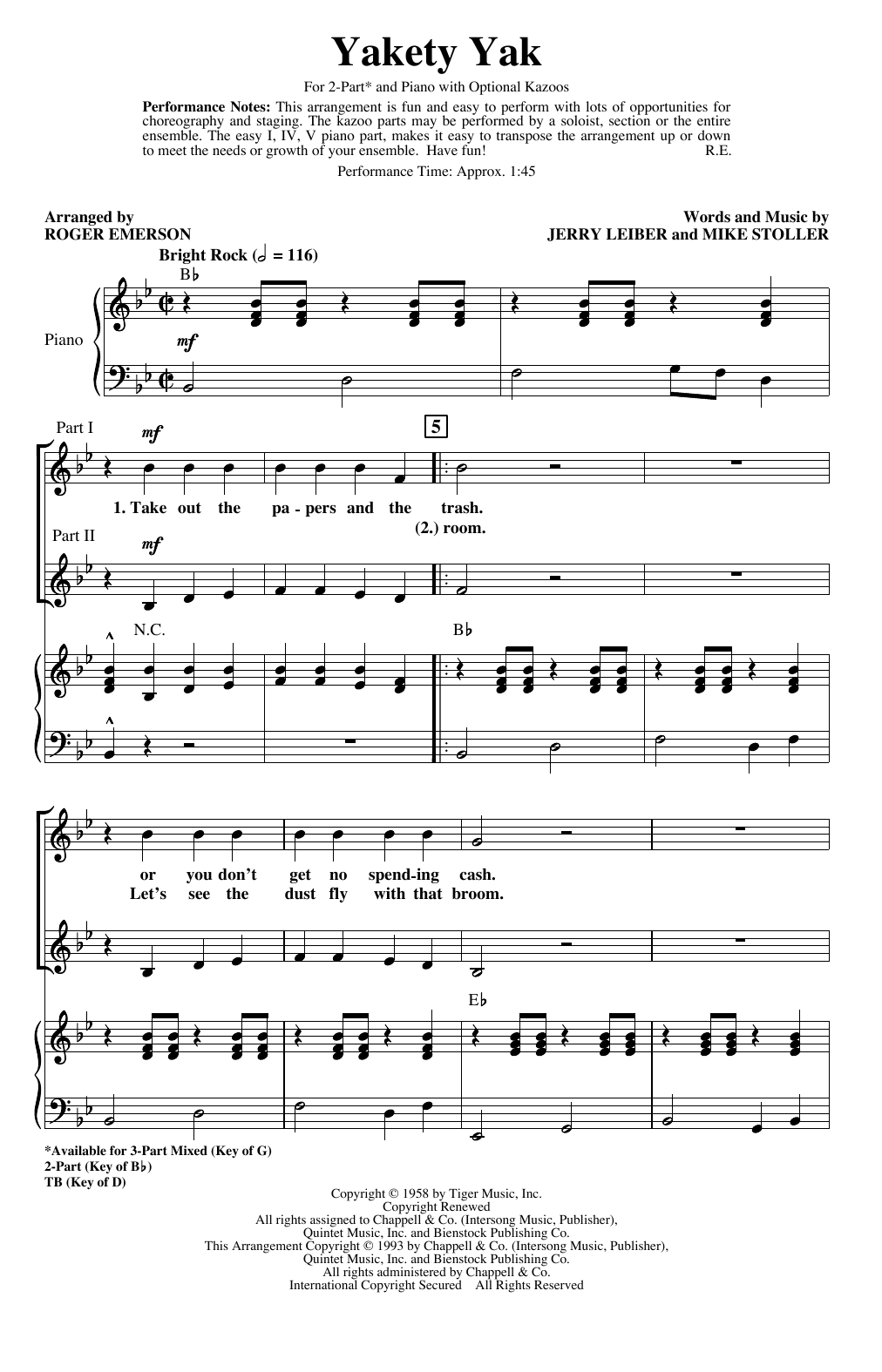 Download The Coasters Yakety Yak (arr. Roger Emerson) Sheet Music and learn how to play TB Choir PDF digital score in minutes
