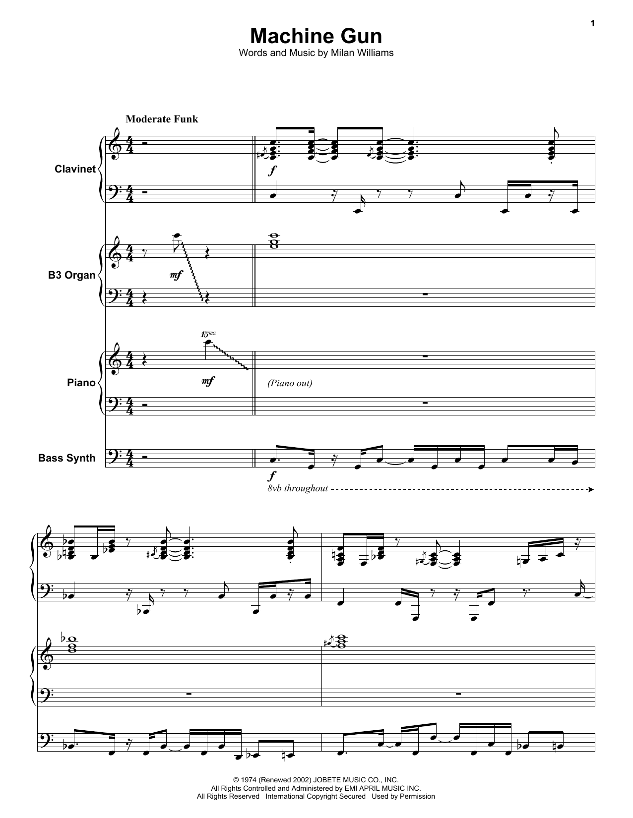 Download The Commodores Machine Gun Sheet Music and learn how to play Keyboard Transcription PDF digital score in minutes