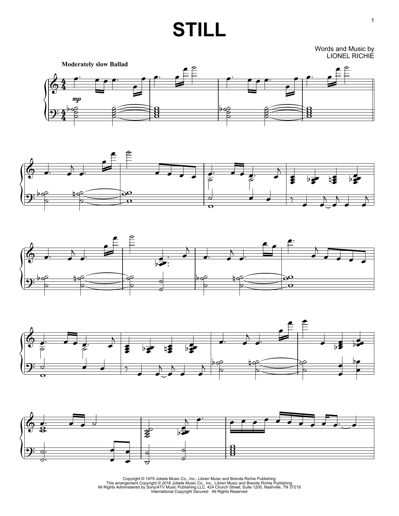 Download The Commodores Still Sheet Music and learn how to play Piano PDF digital score in minutes