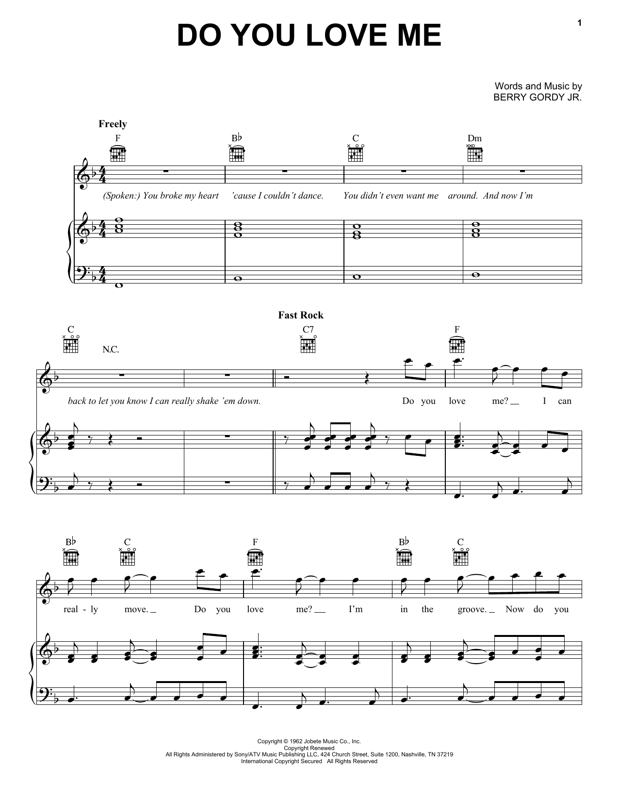 Download The Contours Do You Love Me Sheet Music and learn how to play Melody Line, Lyrics & Chords PDF digital score in minutes