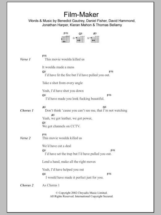 Download The Cooper Temple Clause Film-Maker Sheet Music and learn how to play Lyrics & Chords PDF digital score in minutes