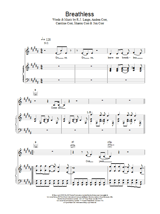 Download The Corrs Breathless Sheet Music and learn how to play Recorder PDF digital score in minutes