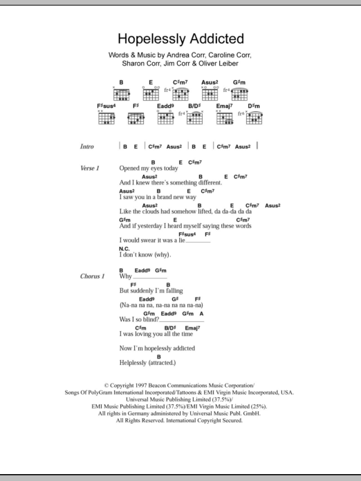 Download The Corrs Hopelessly Addicted Sheet Music and learn how to play Keyboard PDF digital score in minutes