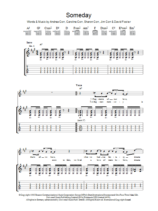 Download The Corrs Someday Sheet Music and learn how to play Keyboard PDF digital score in minutes