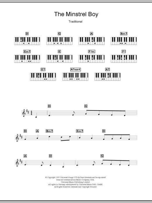 Download The Corrs The Minstrel Boy Sheet Music and learn how to play Keyboard PDF digital score in minutes