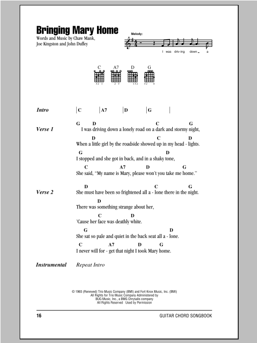 Download The Country Gentleman Bringing Mary Home Sheet Music and learn how to play Lyrics & Chords PDF digital score in minutes