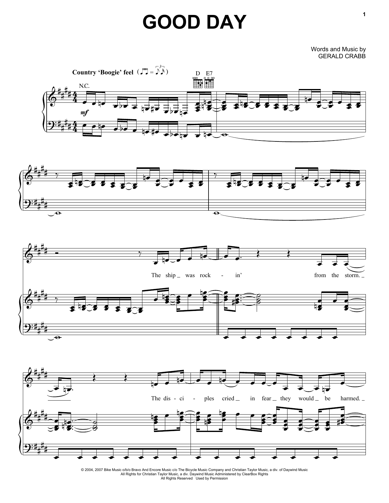 Download The Crabb Family Good Day Sheet Music and learn how to play Piano, Vocal & Guitar (Right-Hand Melody) PDF digital score in minutes