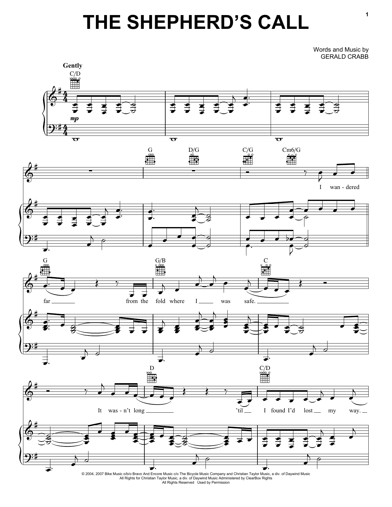 Download The Crabb Family The Shepherd's Call Sheet Music and learn how to play Piano, Vocal & Guitar (Right-Hand Melody) PDF digital score in minutes